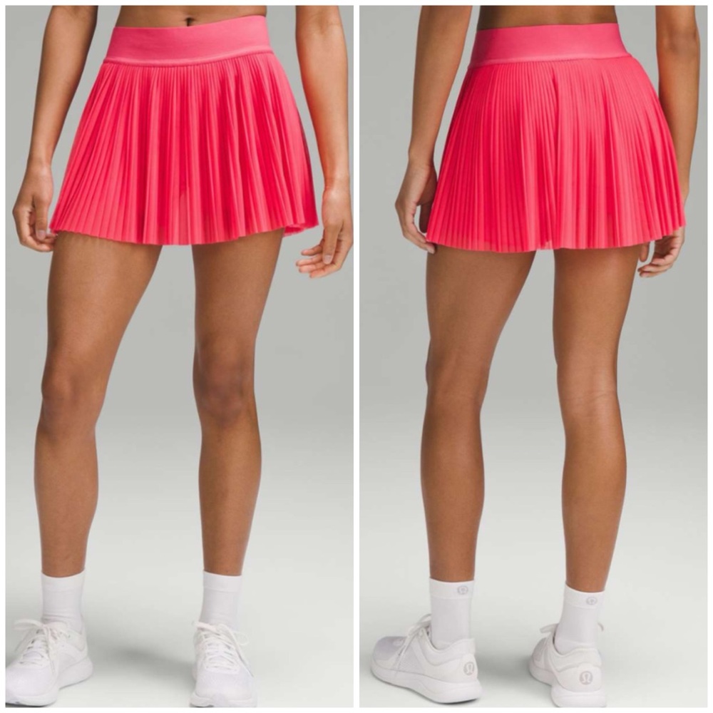 NWOT, lululemon Mesh Pleats Mid-Rise Mini Tennis Skirt, Lip Gloss, Size 8